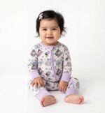 Set Of 3 Bamboo Spandex Zipper Sleepsuit (For Little Girls) - Image 2