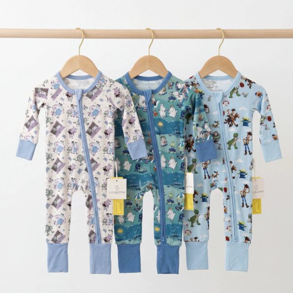 Set Of 3 Bamboo Spandex Zipper Sleepsuit (For Little boys)